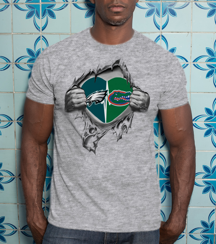 Philadelphia Eagles Florida Gators Heart T-Shirt