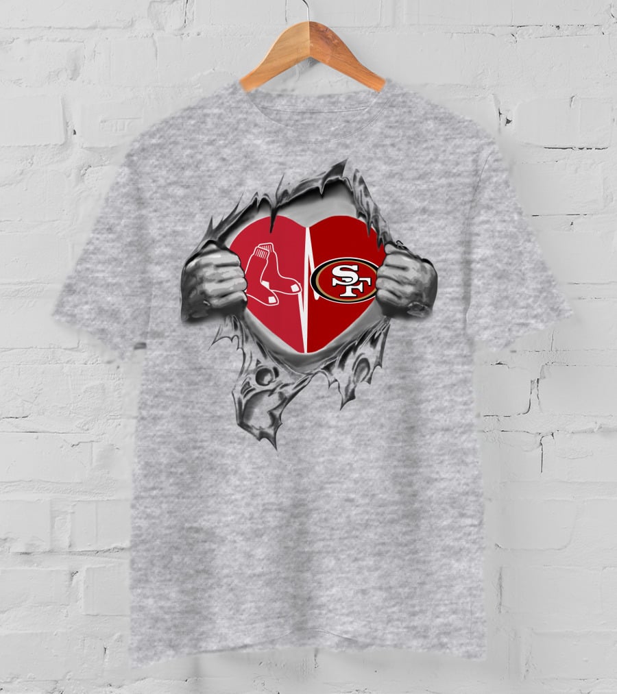 San Francisco 49ers Boston Red Sox Heart T-Shirt