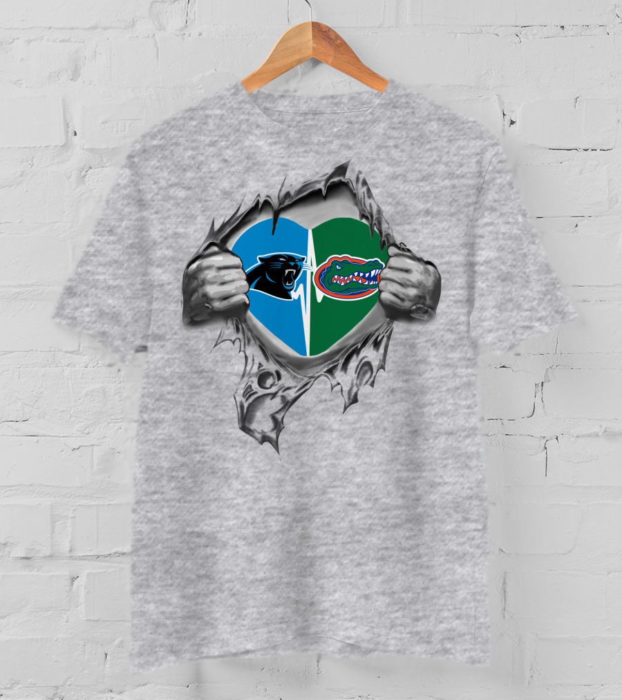 Panthers Gators Heart Torn Metal T-Shirt
