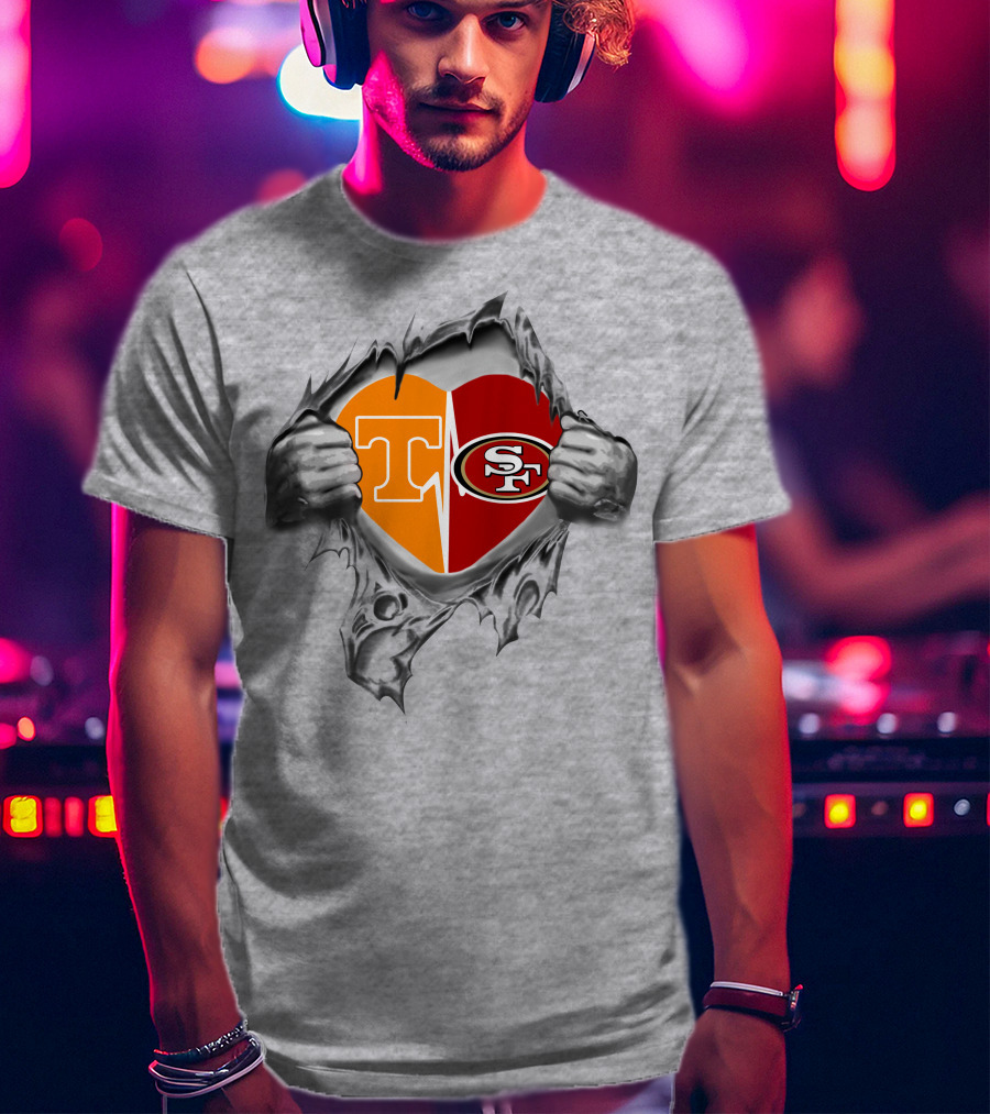 Tennessee Volunteers San Francisco 49ers Heart T-Shirt