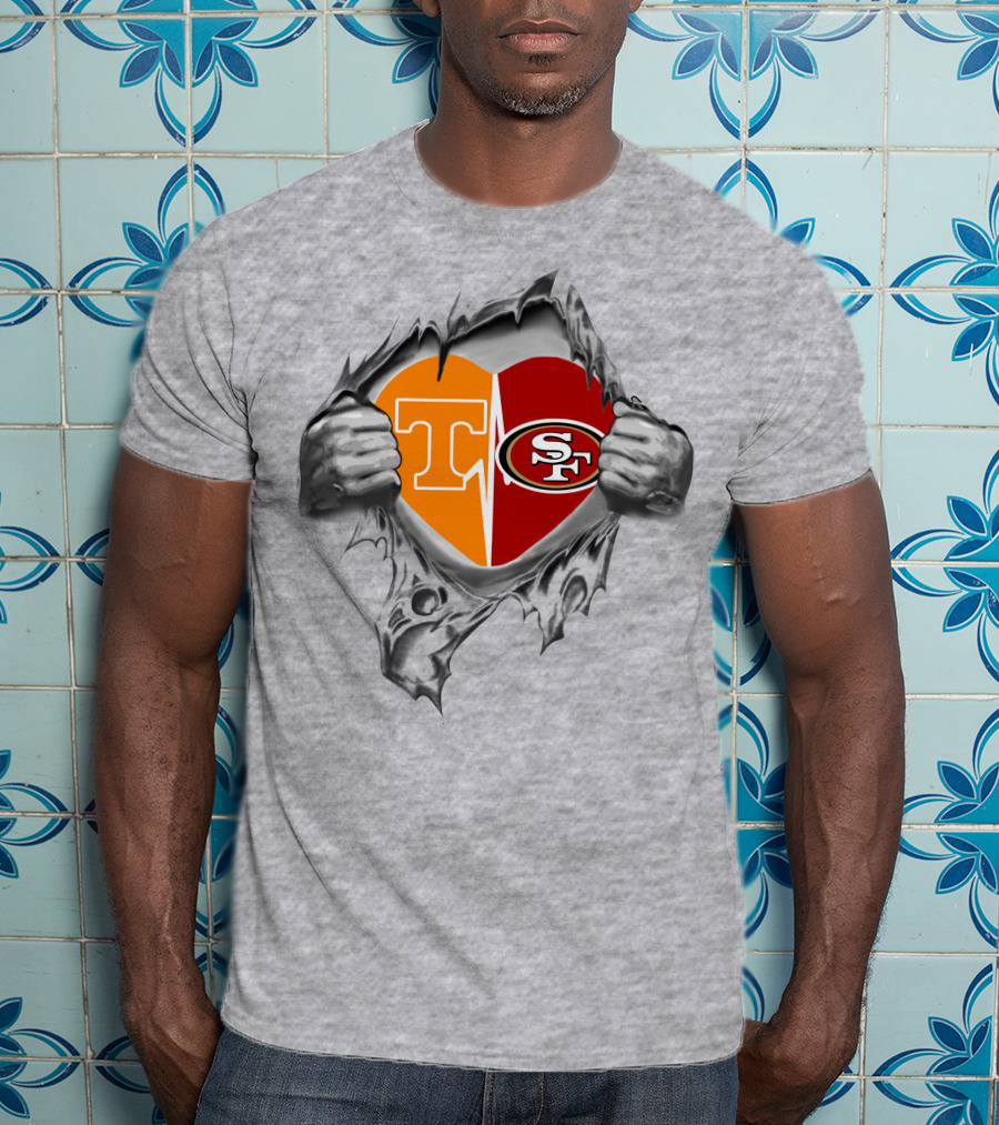 Tennessee Volunteers San Francisco 49ers Heart T-Shirt