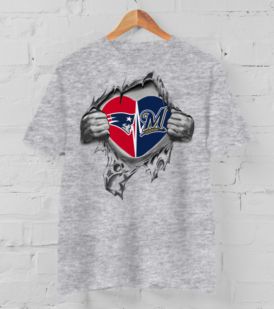 Patriots Brewers Heart Design Featuring Split T-Shirt