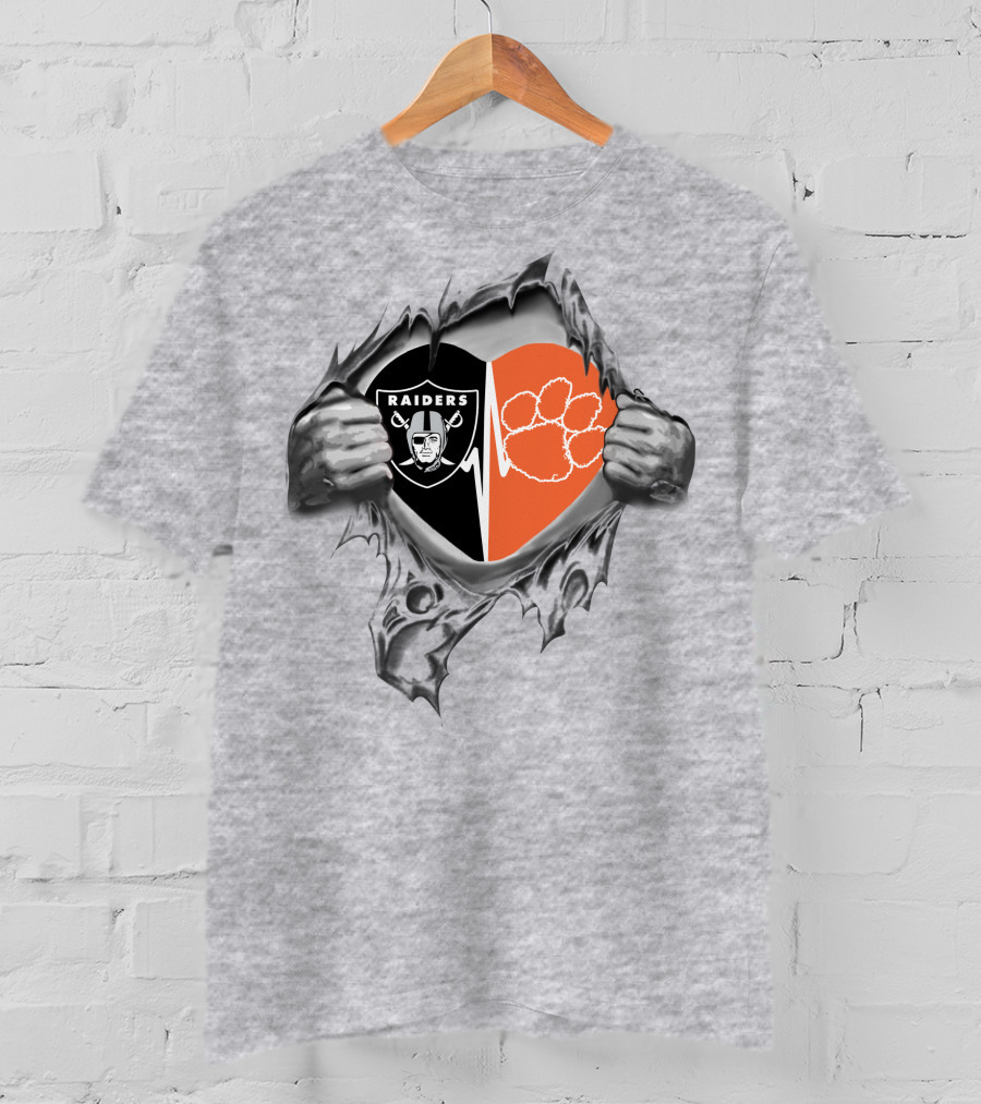 Raiders Clemson Tigers Heartbeat Fan Passion T-Shirt