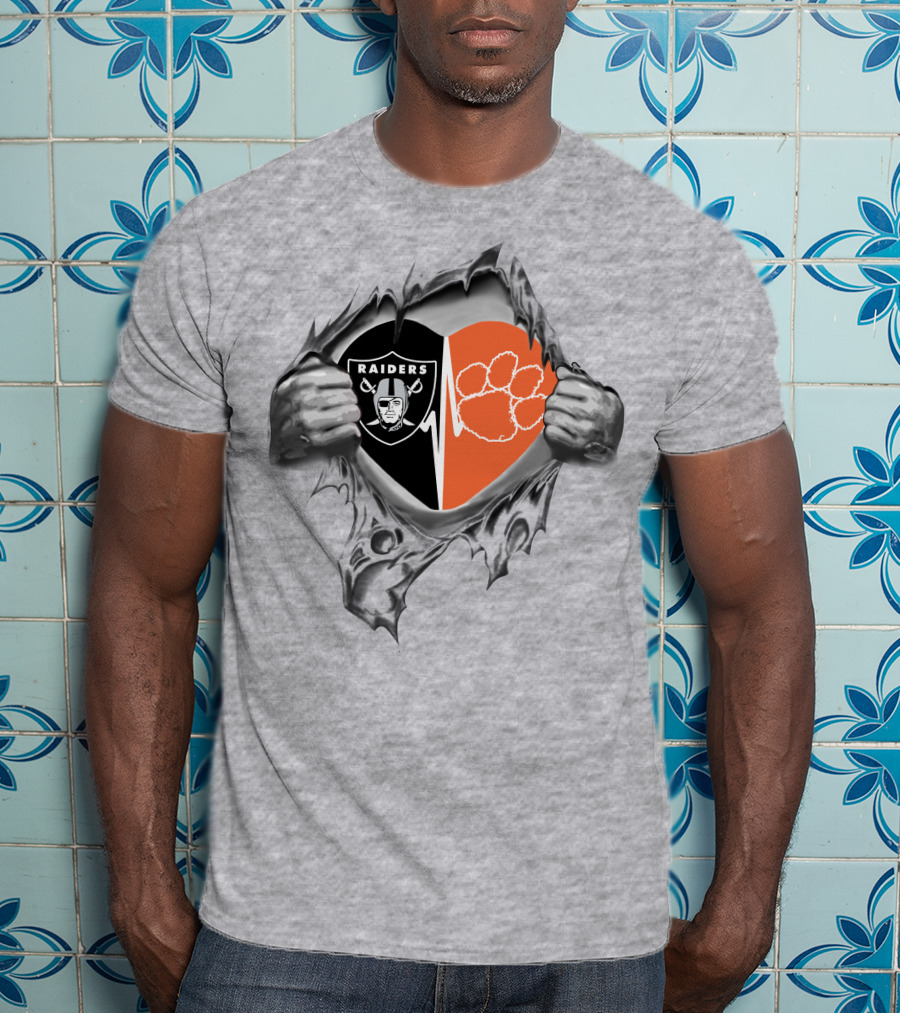 Raiders Clemson Tigers Heartbeat Fan Passion T-Shirt