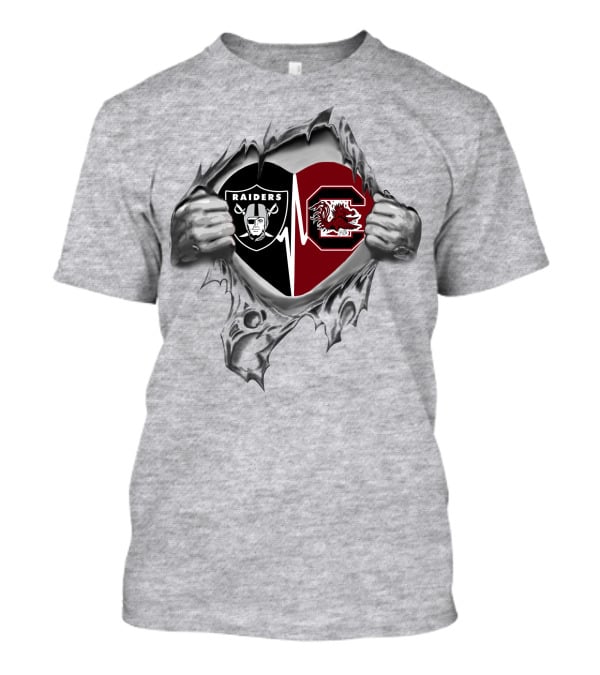 Raiders Gamecocks Heartbeat Passion Raider Nation Gamecocks T-Shirt