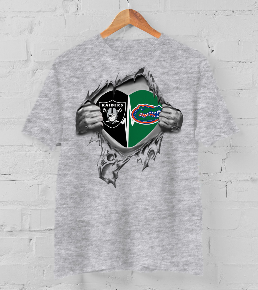 Raiders Gators Heartbeat Passion Loyalty And Pride T-Shirt