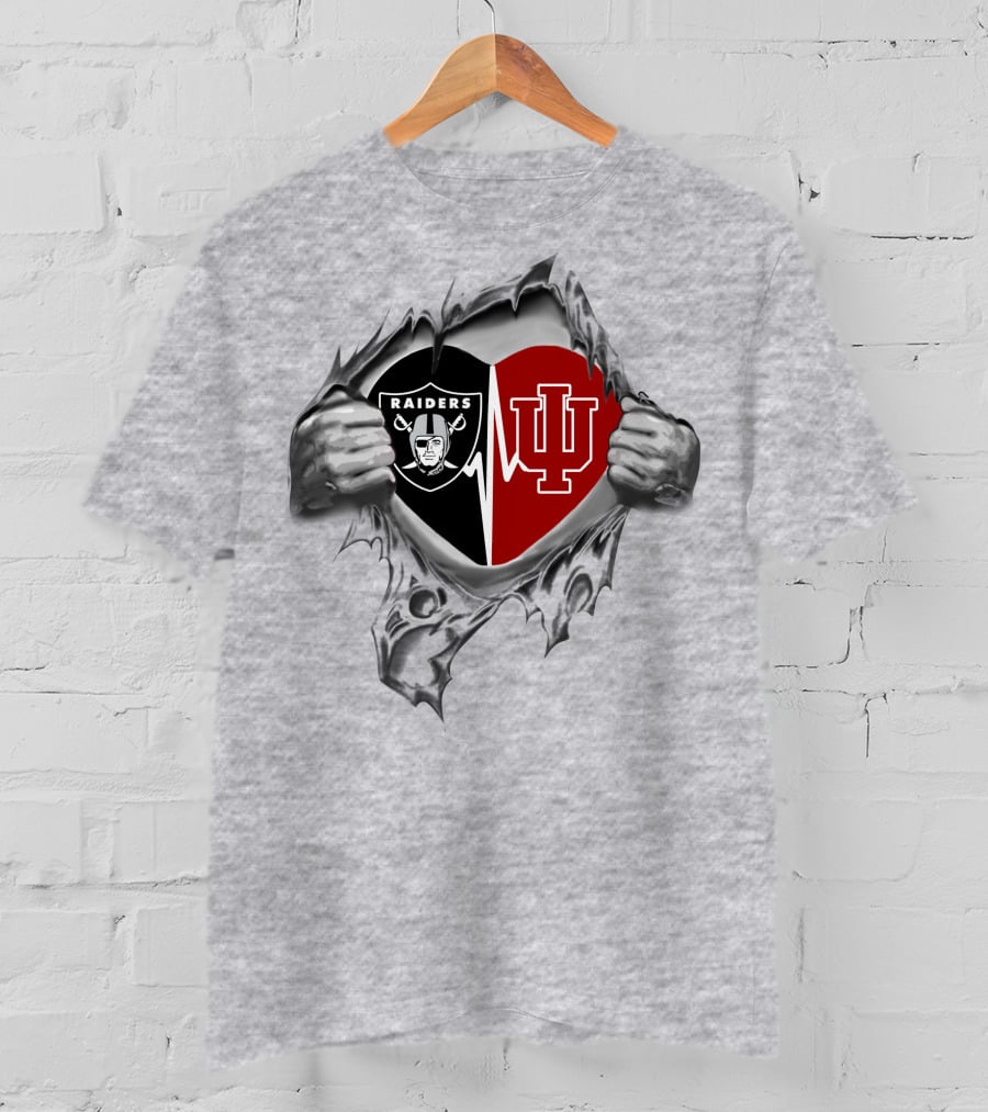 Raiders IU Hoosiers Heartbeat Passion T-Shirt