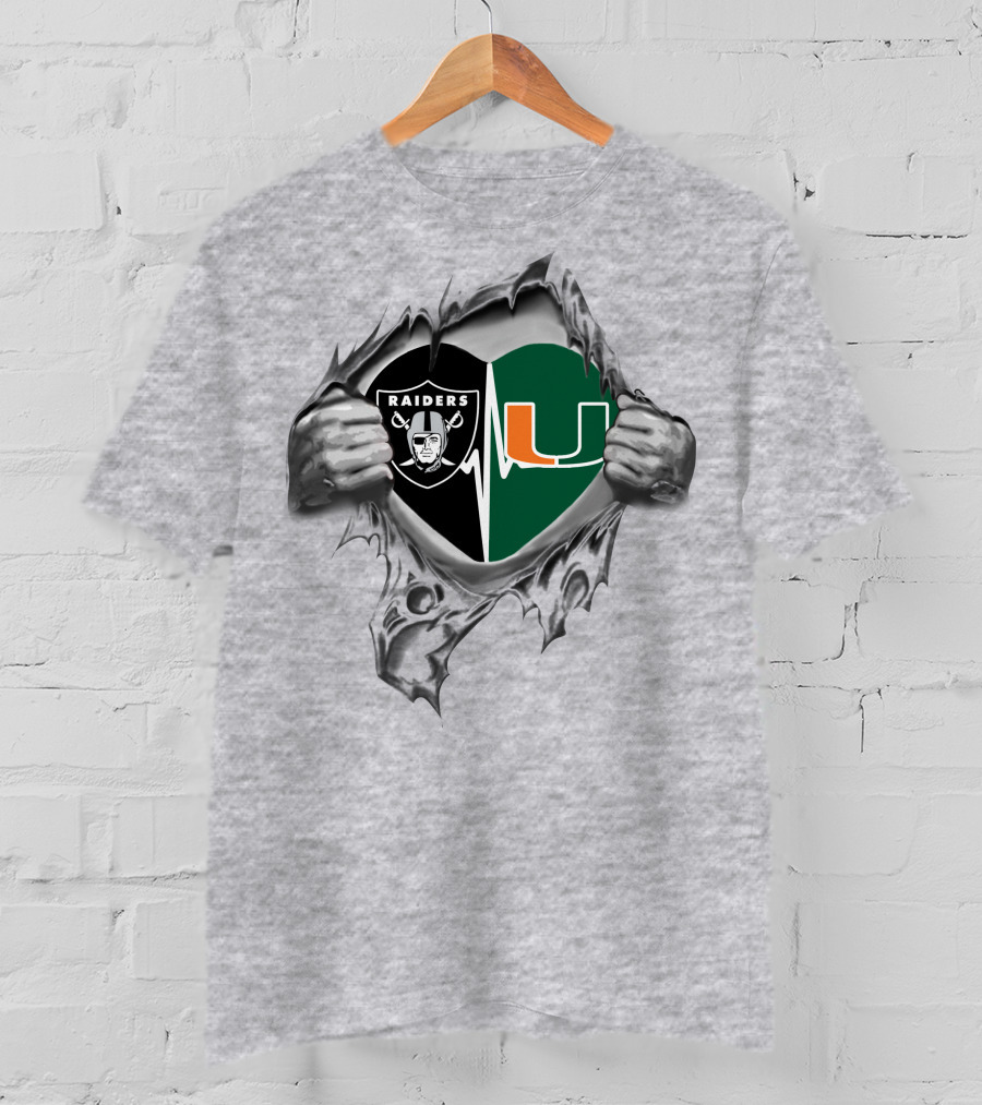 Raiders U Hurricanes Heartbeat Logo Fusion T-Shirt
