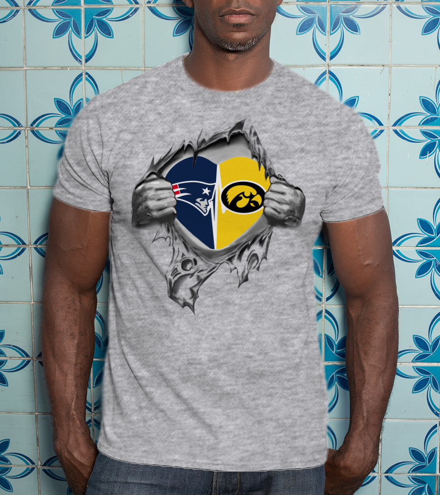 Patriots Hawkeyes It's In My Heart New England Iowa Football Fan Love T-Shirt