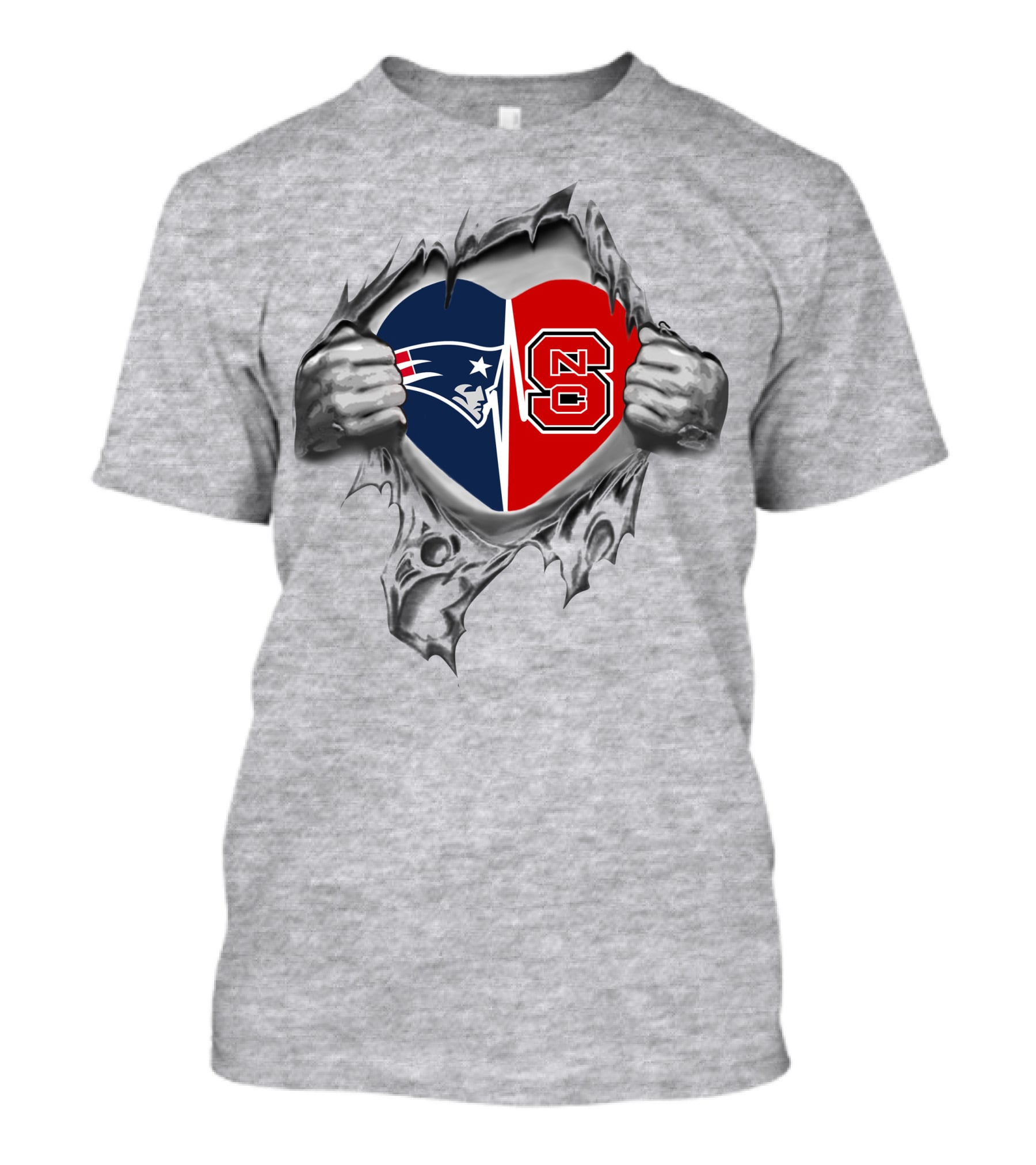 Patriots NC State Logo Heart Within Torn Fabric T-Shirt