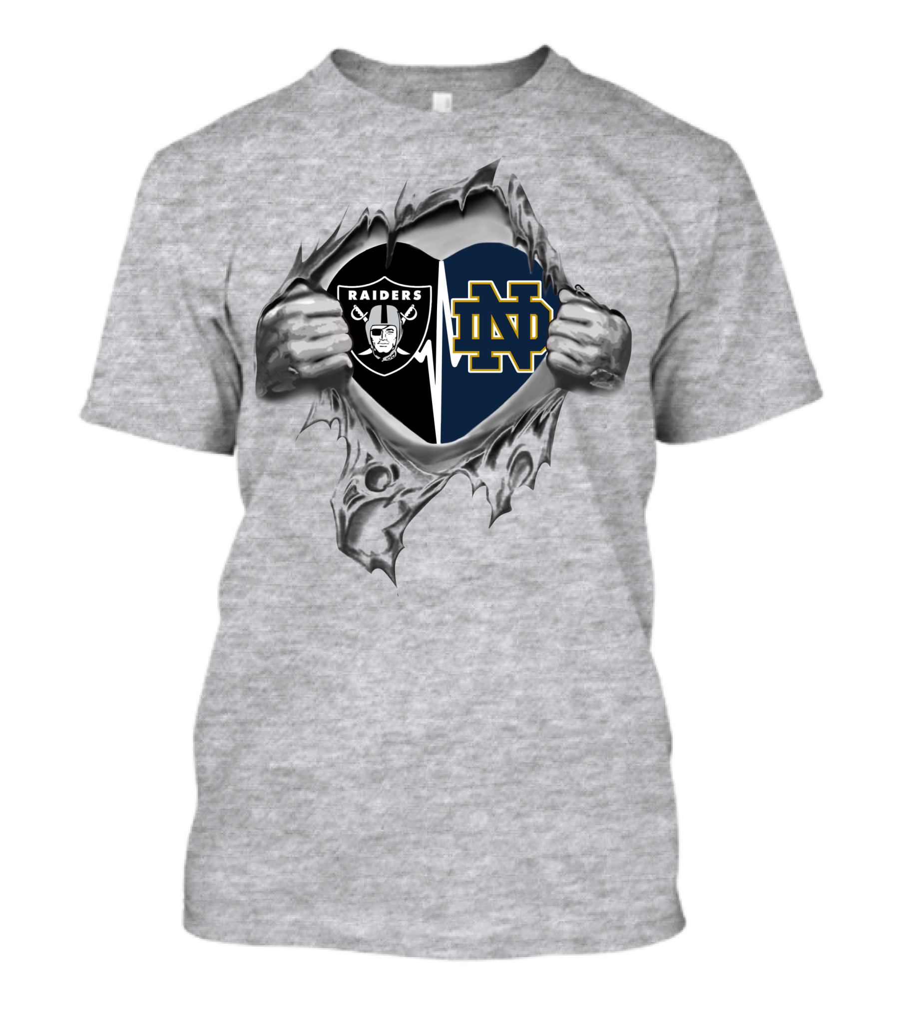 Raiders Notre Dame Loyalty Fusion It's In My Heart T-Shirt