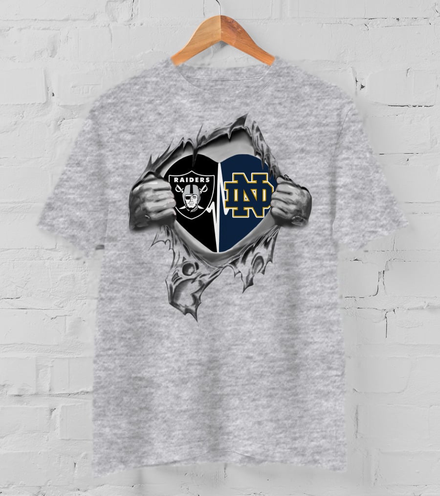 Raiders Notre Dame Loyalty Fusion It's In My Heart T-Shirt