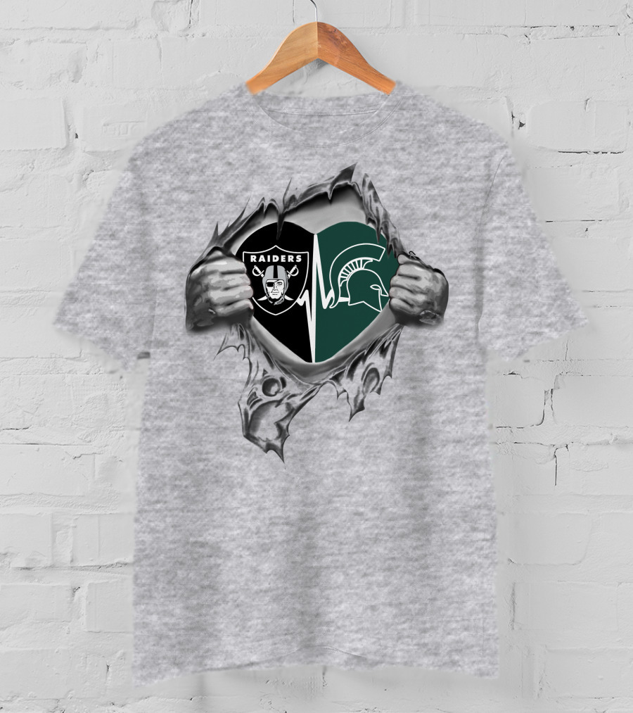 Raiders Spartans Heartbeat Loyalty United By Strength And Devotion T-Shirt