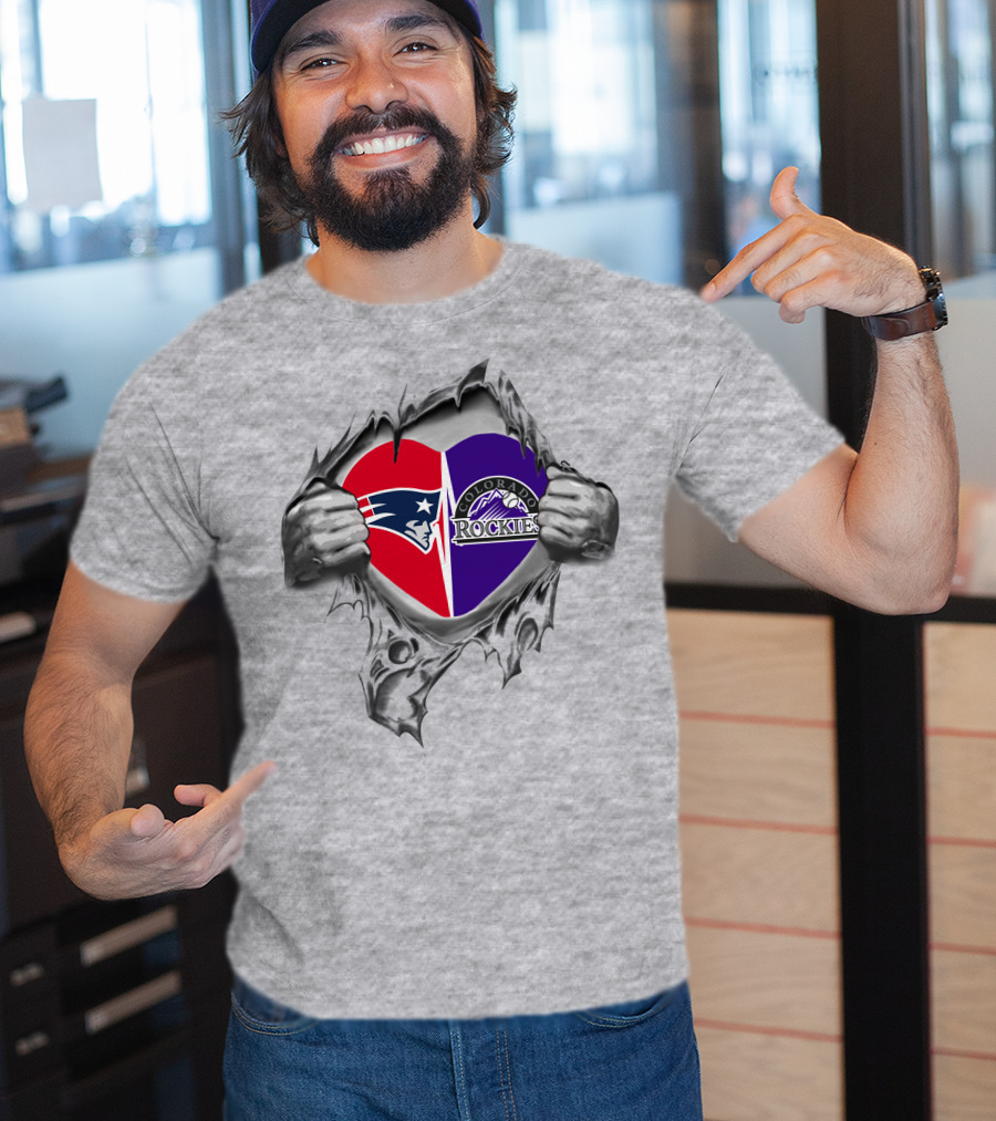 Patriots Rockies Heart Symbol Featuring Team T-Shirt