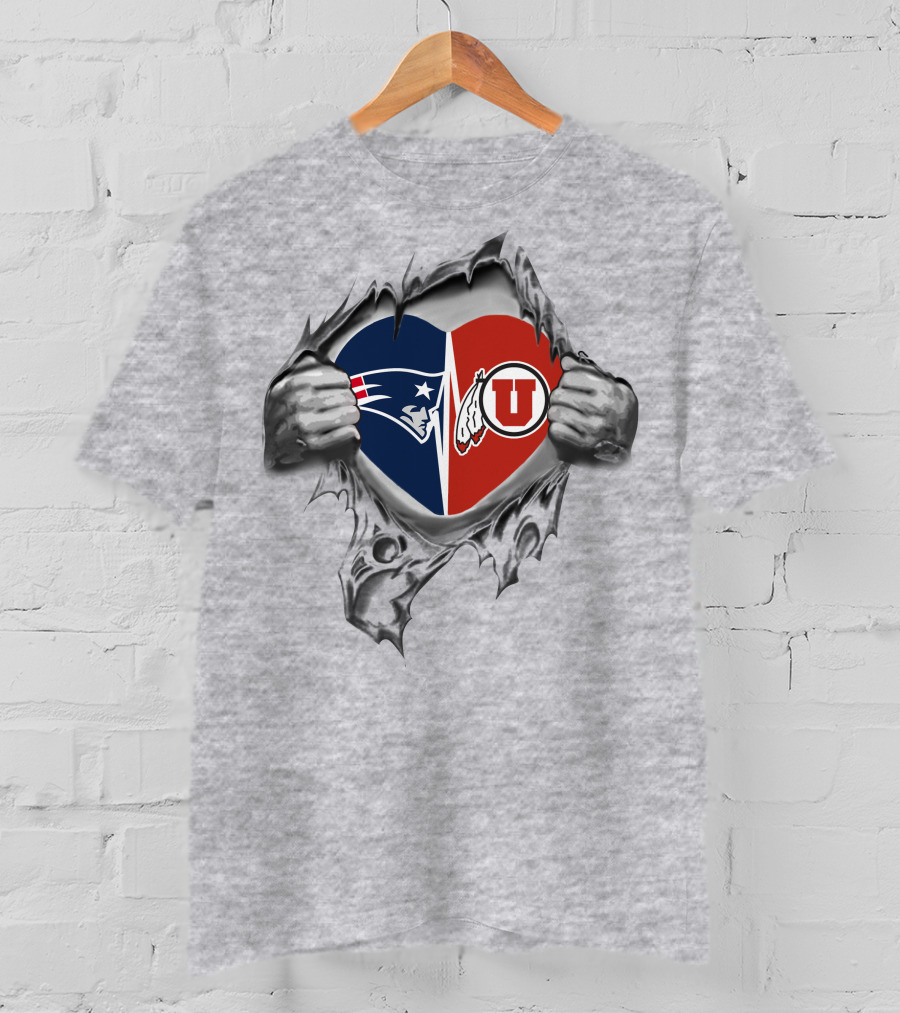 Patriots Utah Utes Heart Split Tear T-Shirt