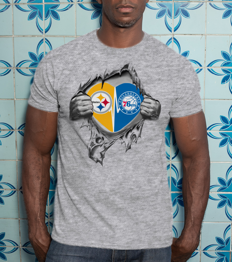 Steelers Philadelphia 76ers Heartbeat Fan Passion T-Shirt