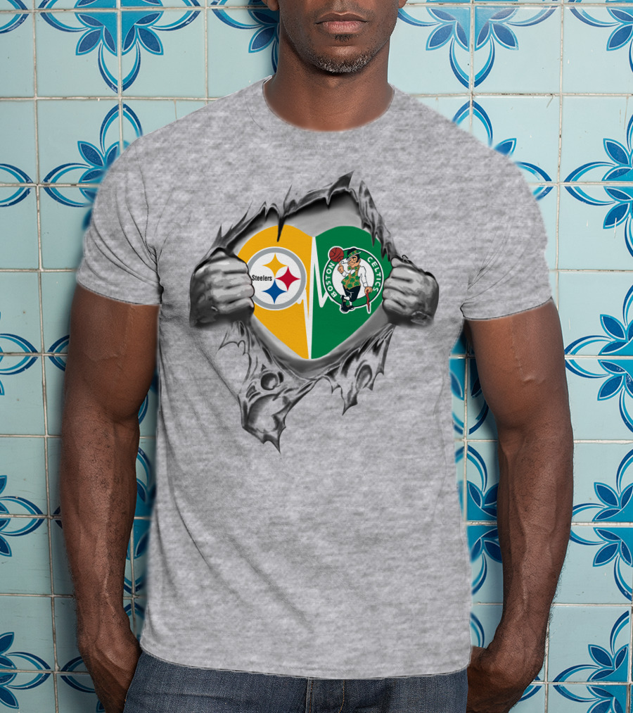 Steelers Celtics Heart Torn Open Symbol Of Passion And Loyalty T-Shirt