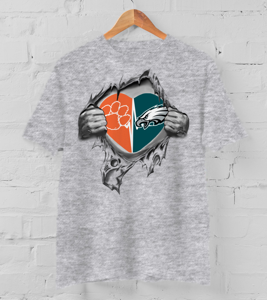Eagles Clemson Tigers Heart Symbol T-Shirt