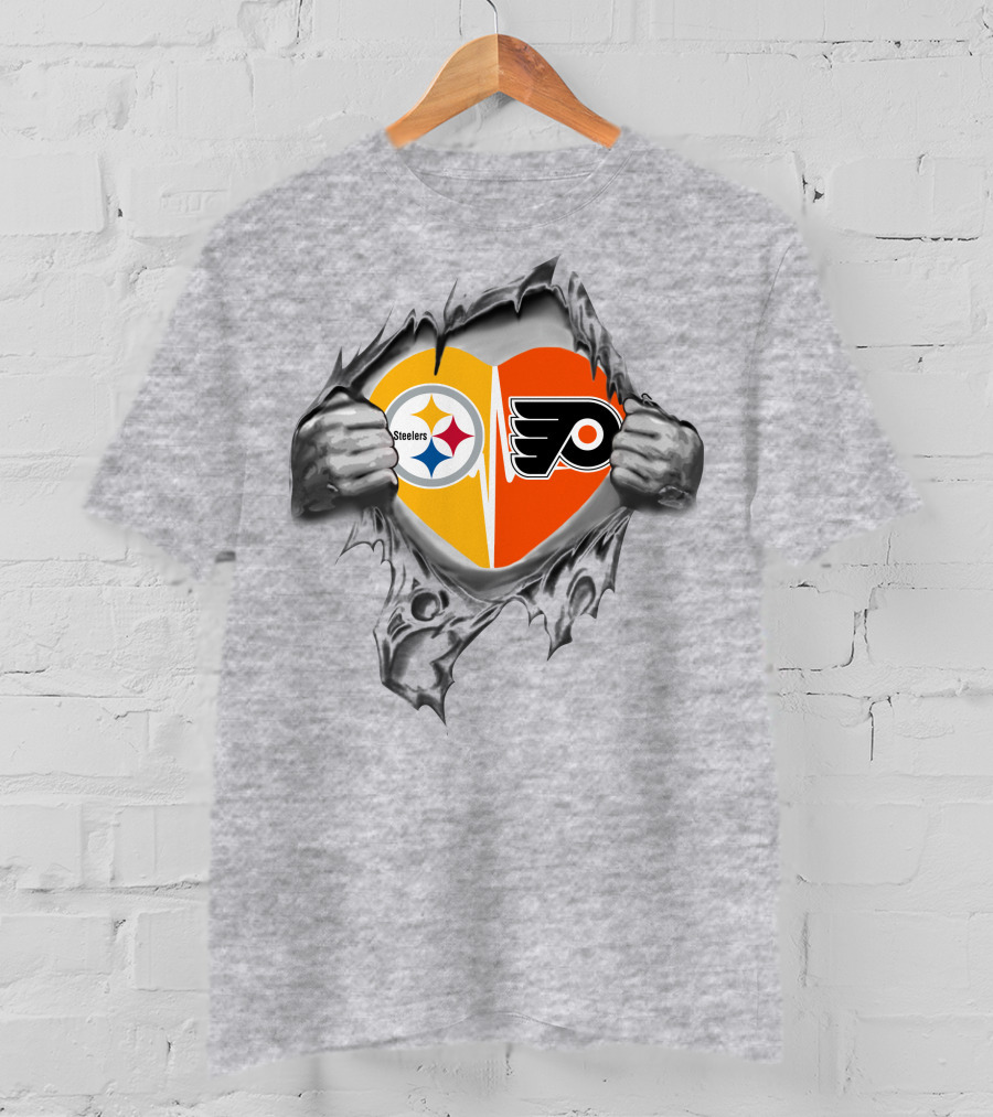 Steelers Flyers Heart Logo Tear T-Shirt