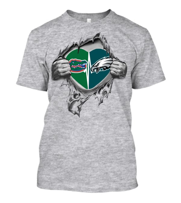 Eagles Gators Split Heart Football Fan Rivalry Love T-Shirt