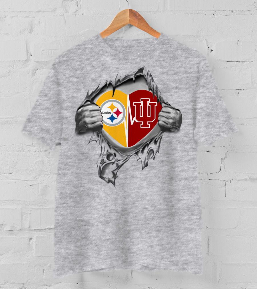 Steelers Heart Indiana Hoosiers Logo Fusion T-Shirt