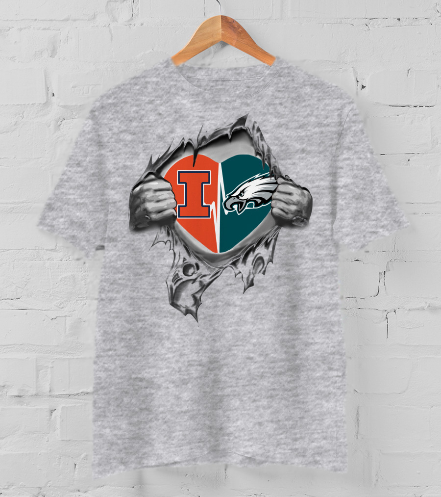 Eagles Illinois Heartbeat Divided Loyalty T-Shirt