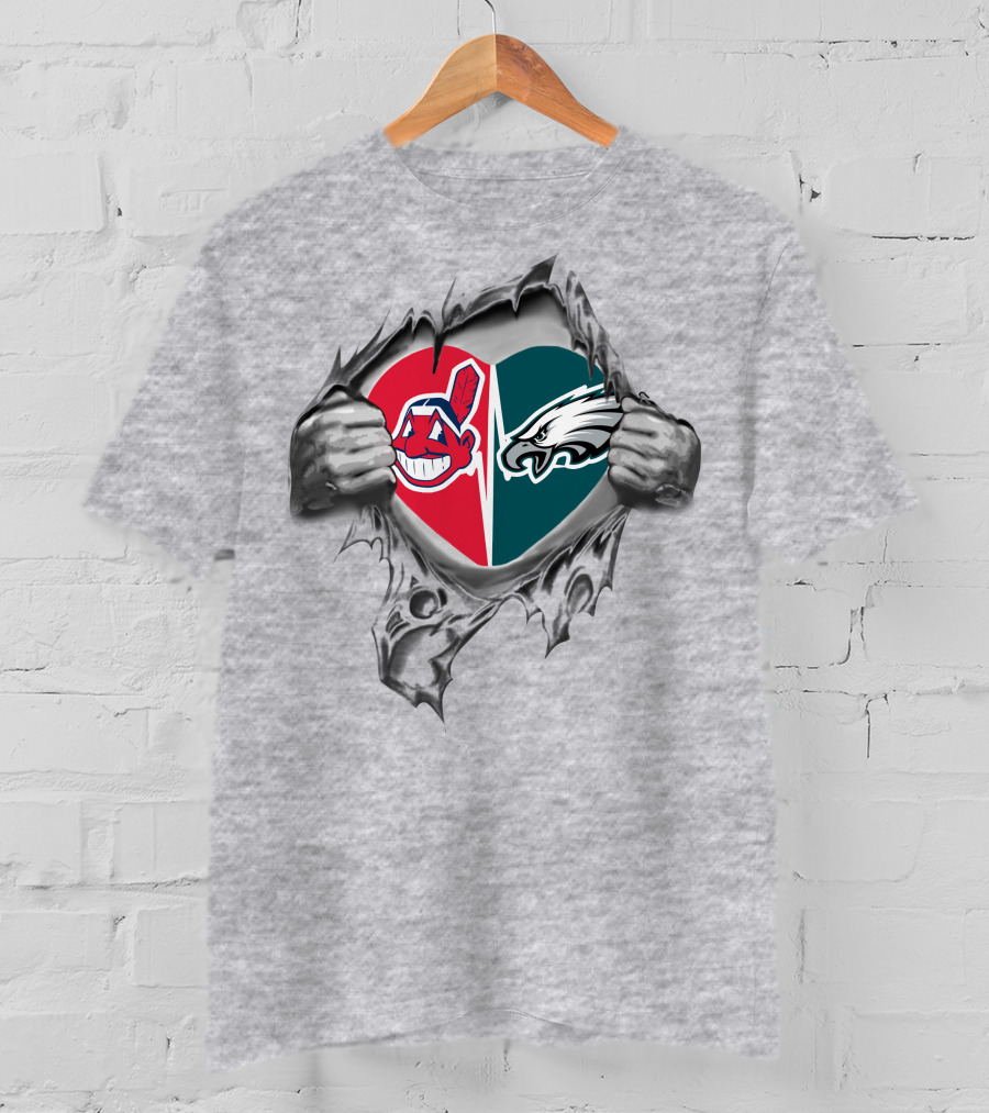 Eagles Indians Split Heart T-Shirt