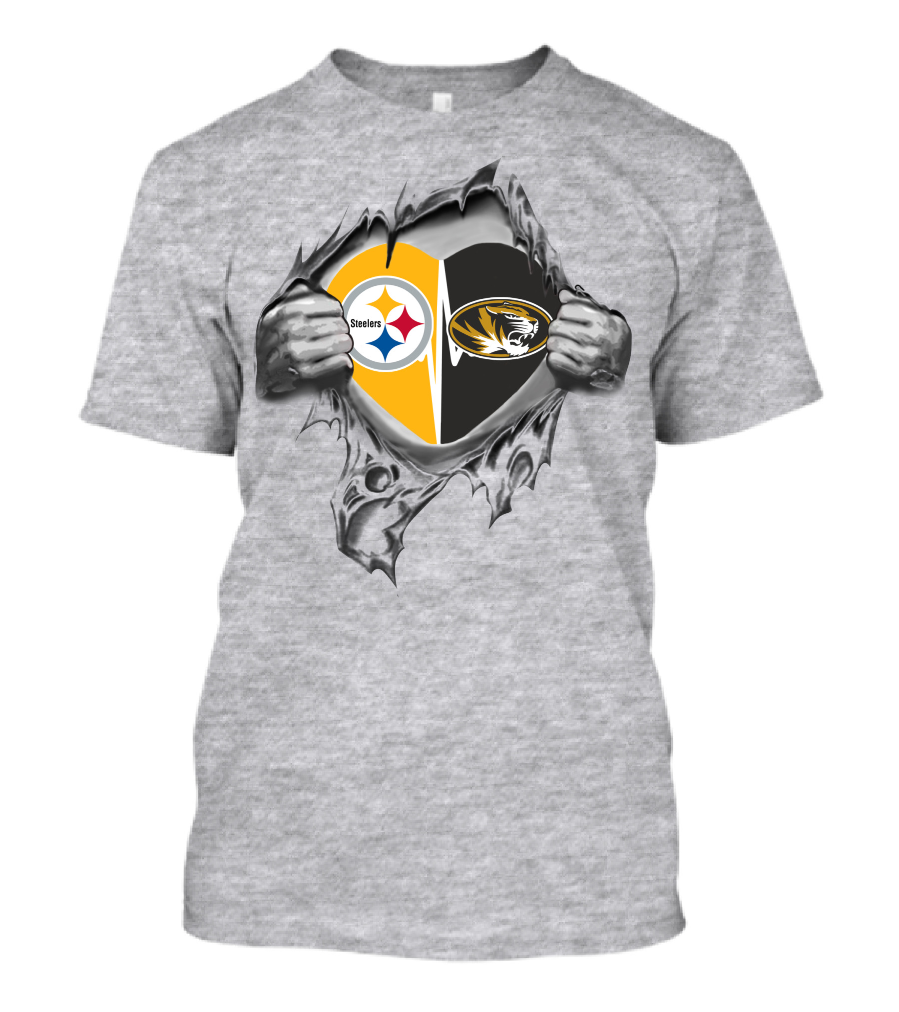 Steelers Missouri Tigers Heart Logos T-Shirt