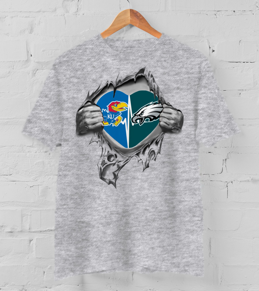 Philadelphia Eagles Kansas Jayhawks Heart T-Shirt