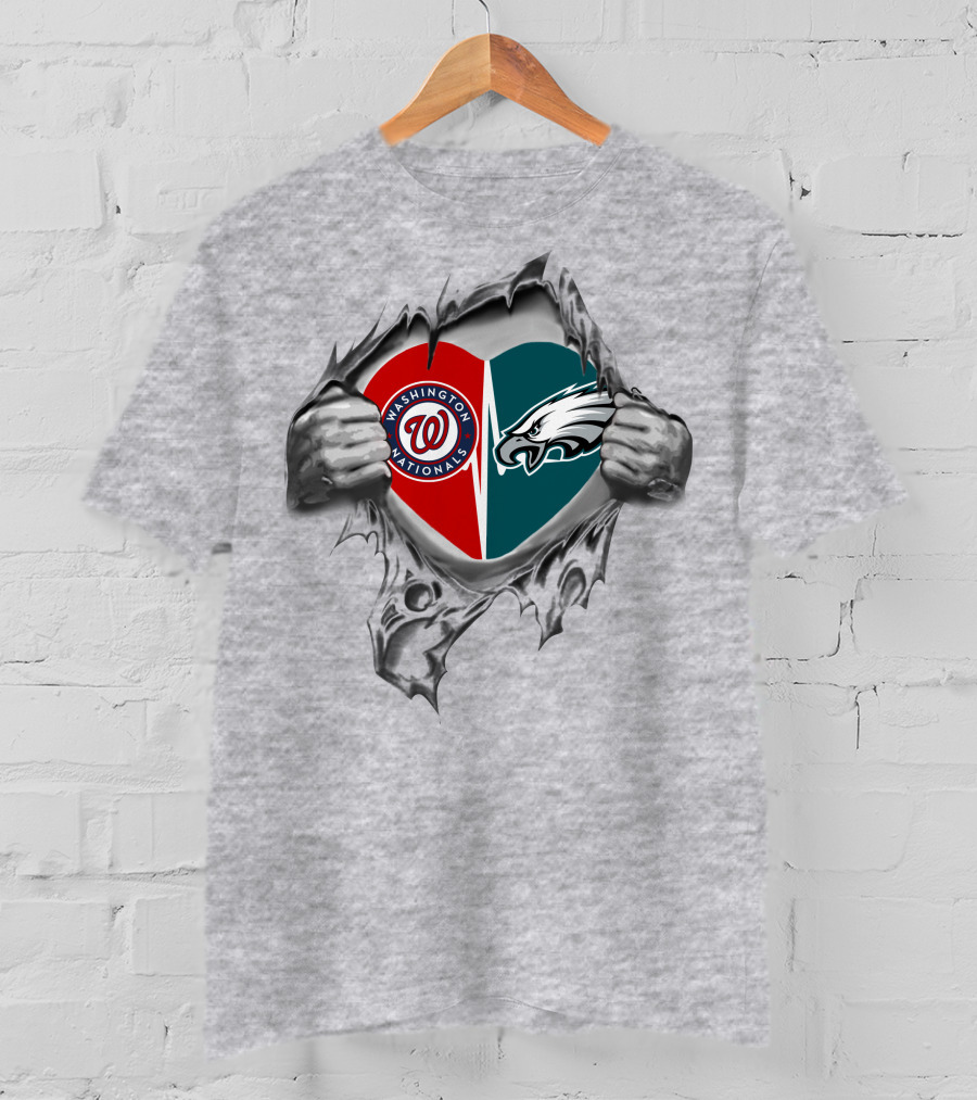 Washington Nationals Philadelphia Eagles Heart T-Shirt