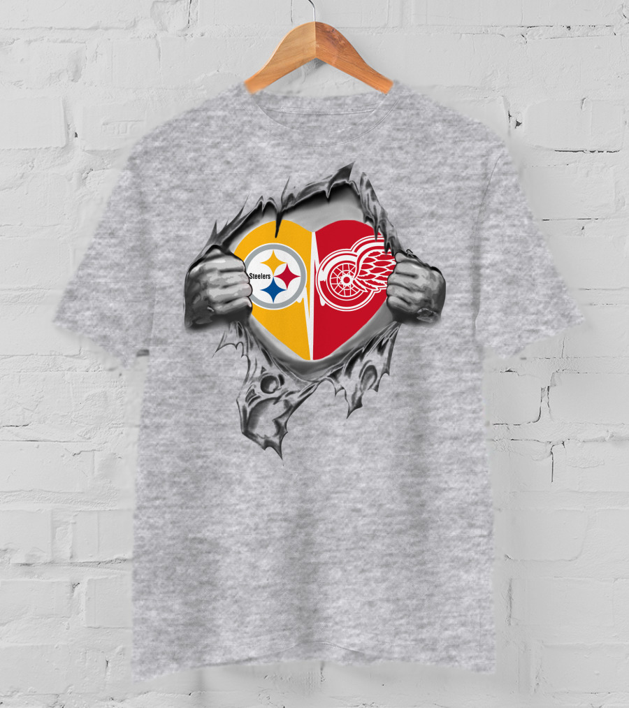 Steelers Red Wings Heart Passion Fan Logo Fusion T-Shirt