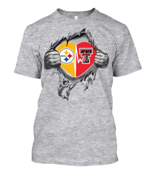 Steelers Texas Tech Heart With Logo T-Shirt