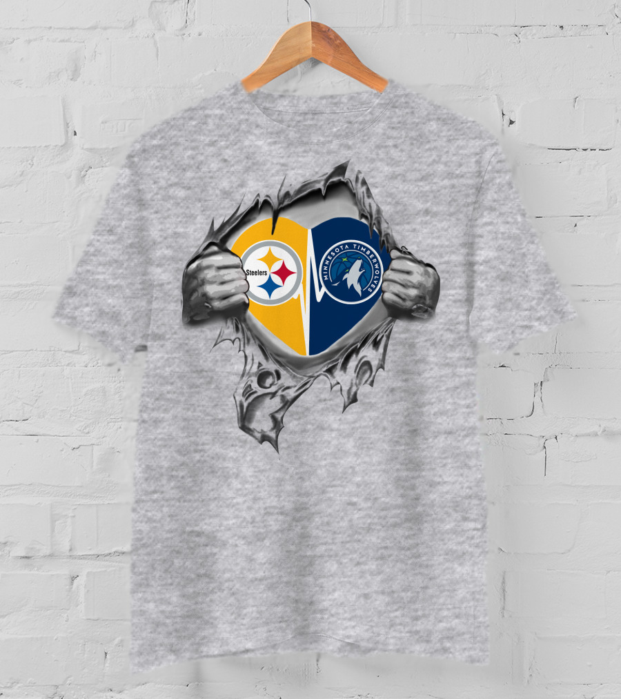 Steelers Minnesota Timberwolves Heart Of Loyalty Fan Symbol T-Shirt
