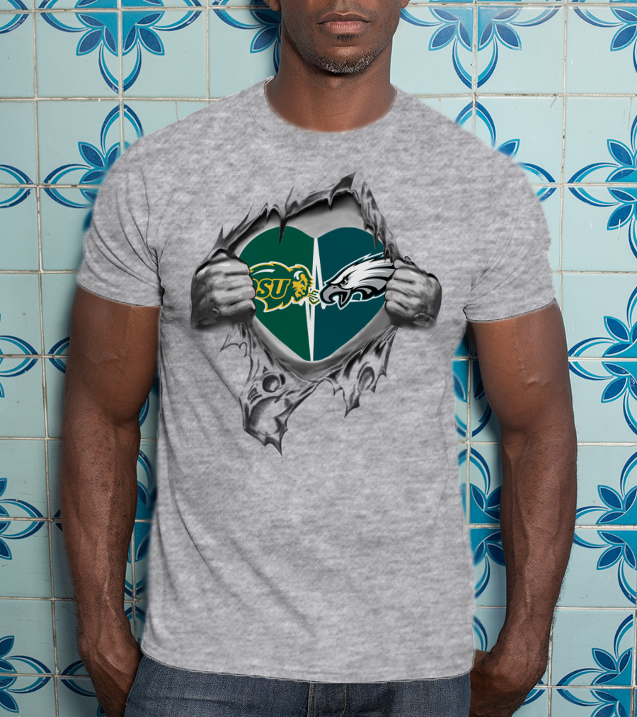 Eagles NDSU Heart Symbol With Torn Effect T-Shirt