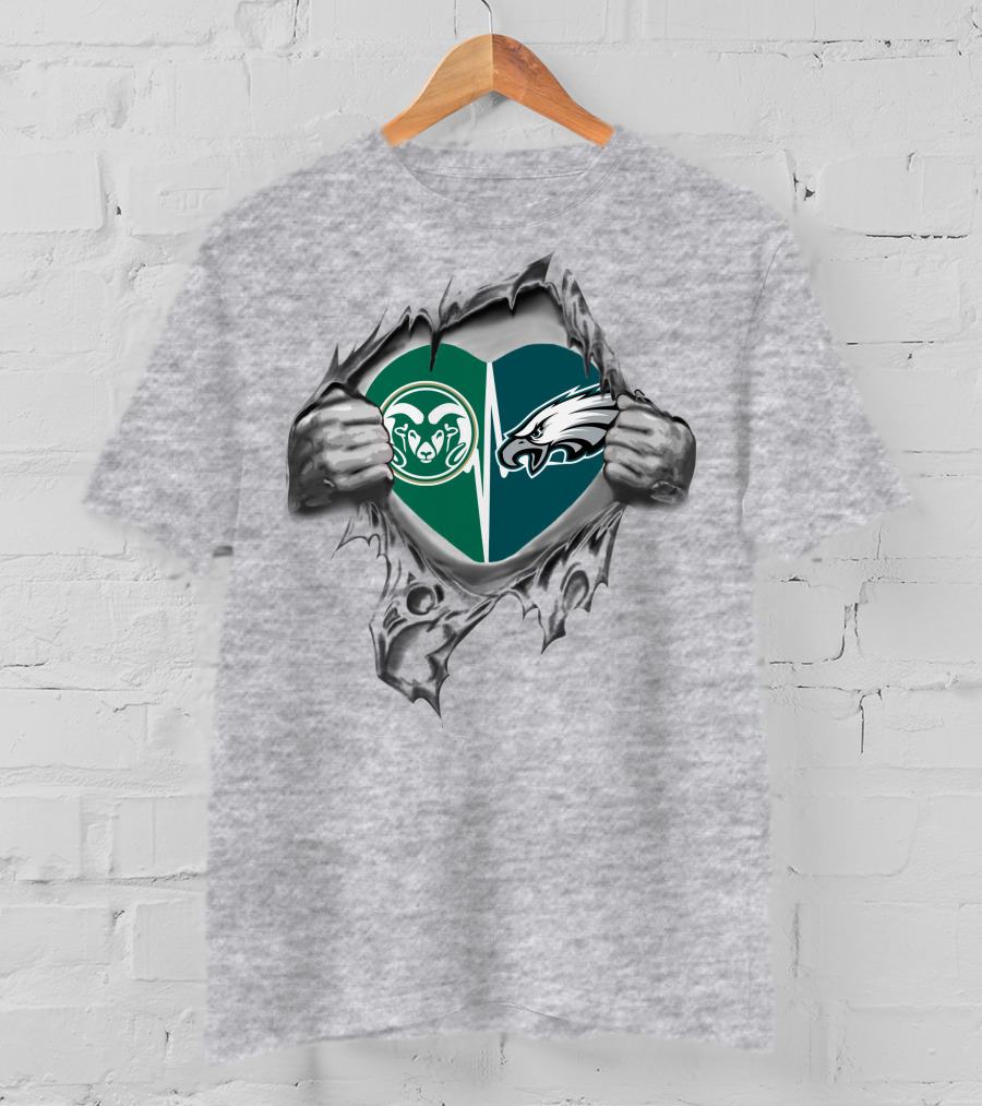 Eagles Rams Heartbeat Passion Football Fan T-Shirt