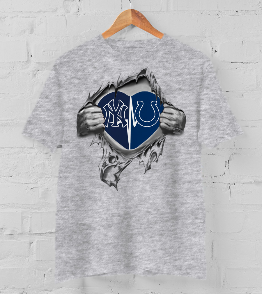 Colts Yankees Heart Blue Logo T-Shirt