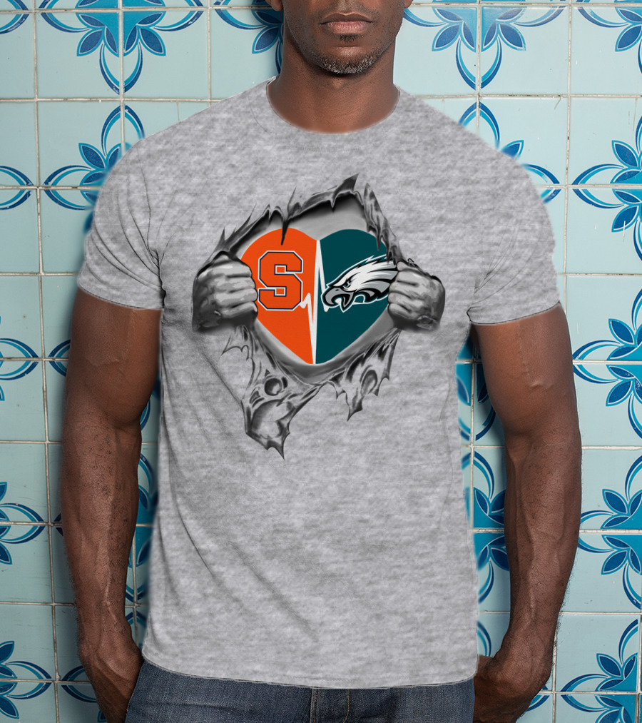 Syracuse Orange Philadelphia Eagles Heart T-Shirt