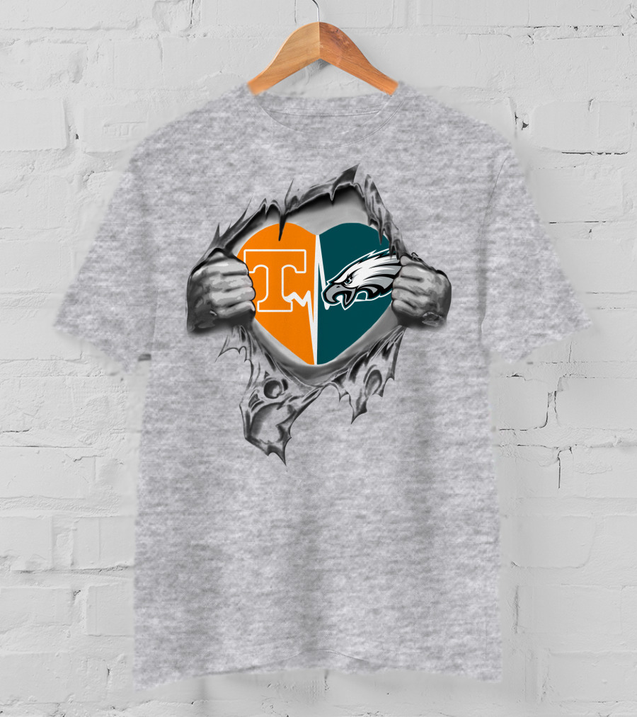 Tennessee Volunteers Philadelphia Eagles Heart Emblem T-Shirt