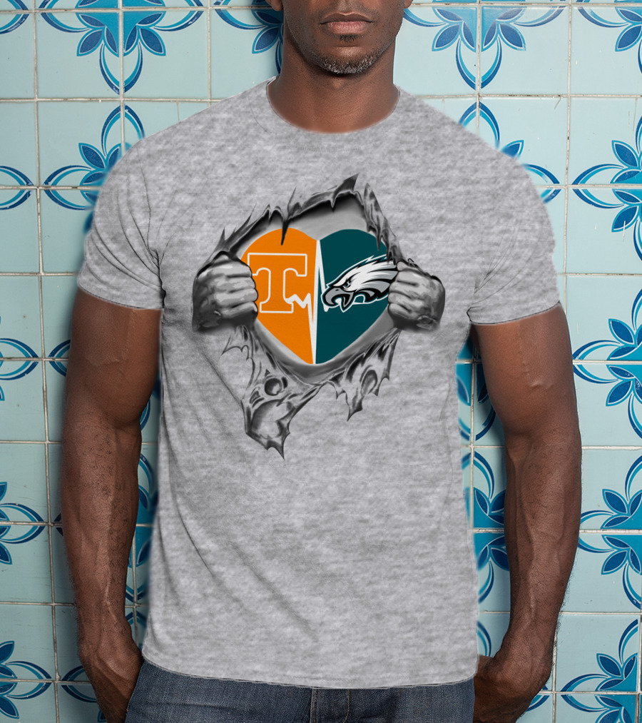 Tennessee Volunteers Philadelphia Eagles Heart Emblem T-Shirt