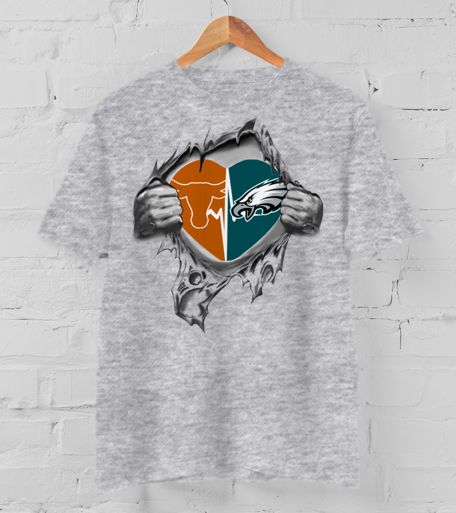 Texas Longhorn Eagles Heart Rip T-Shirt