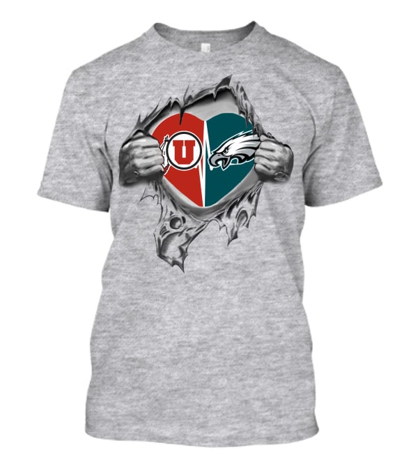 Eagles Utah Utes Heart Logo Fusion T-Shirt