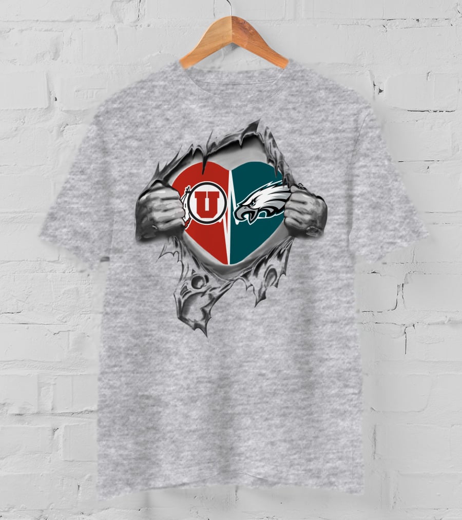 Eagles Utah Utes Heart Logo Fusion T-Shirt