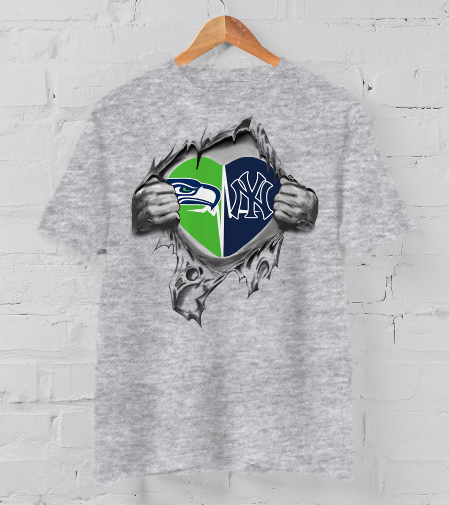 Seahawks Yankees Heart Icons T-Shirt