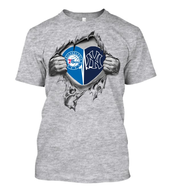 Yankees 76ers Heart Of Philadelphia And New York Passion T-Shirt