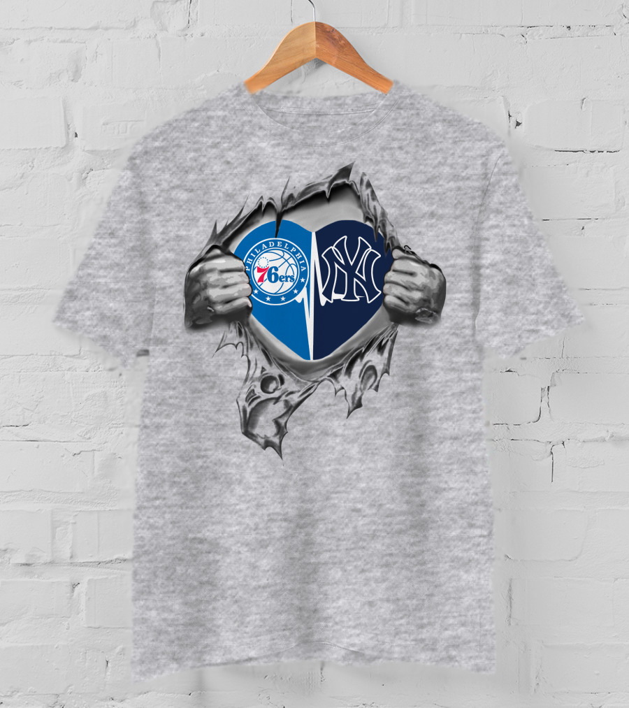 Yankees 76ers Heart Of Philadelphia And New York Passion T-Shirt