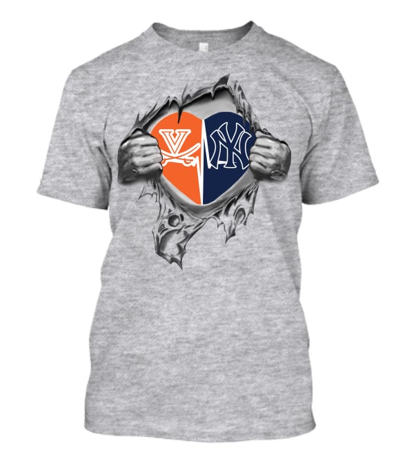 Yankees Cavaliers Heart With Split T-Shirt