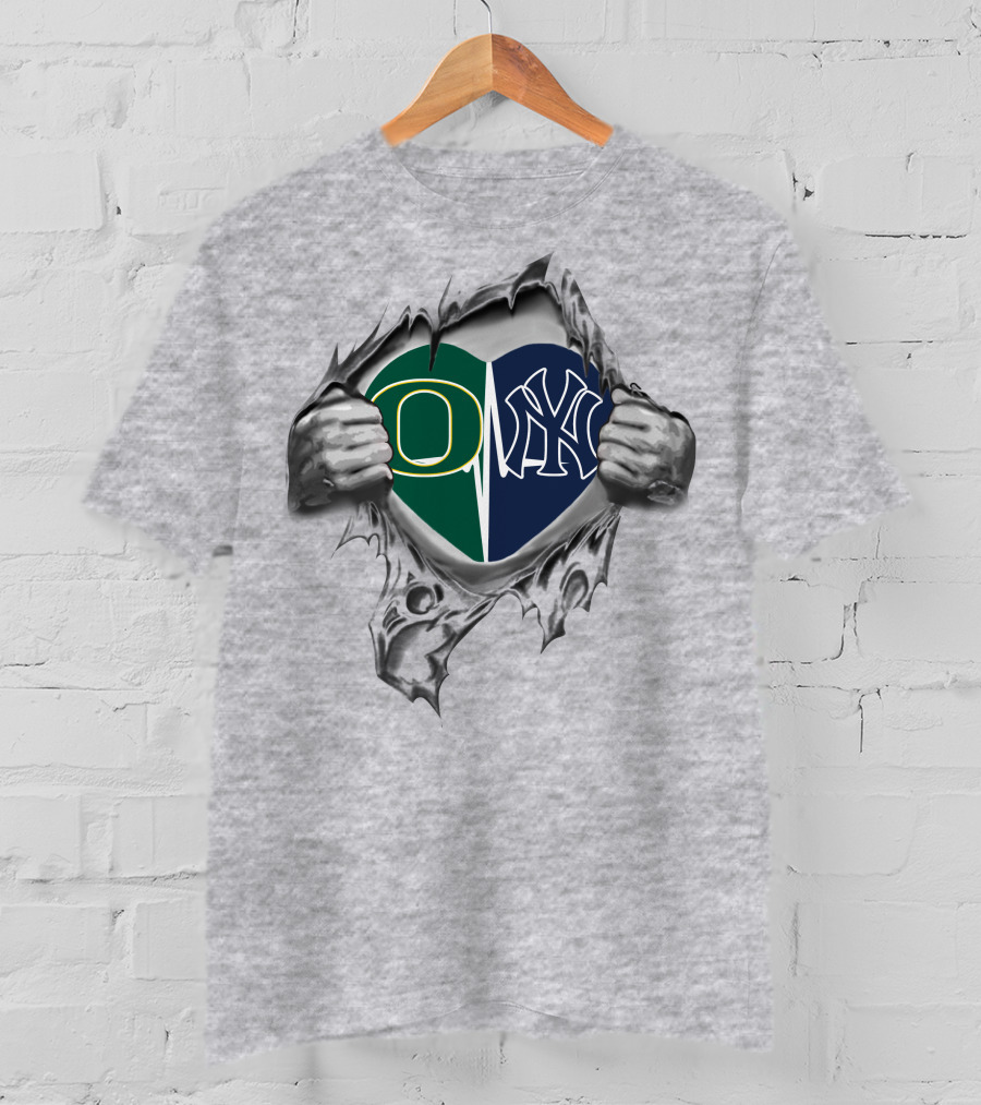 Yankees Ducks Heart Torn Open T-Shirt