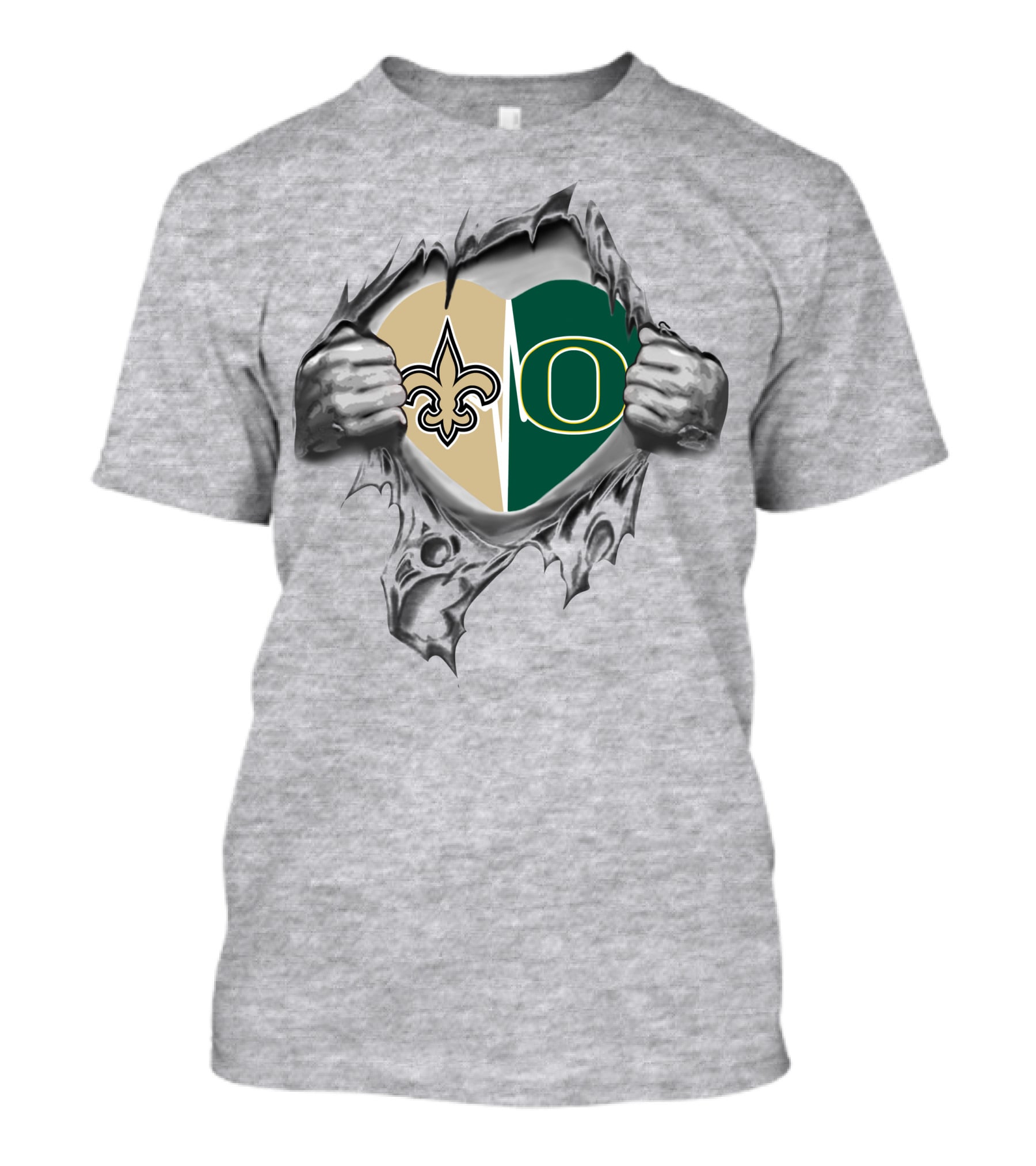 Saints Ducks Heart Pulled Open Fleur-de-Lis Oregon T-Shirt
