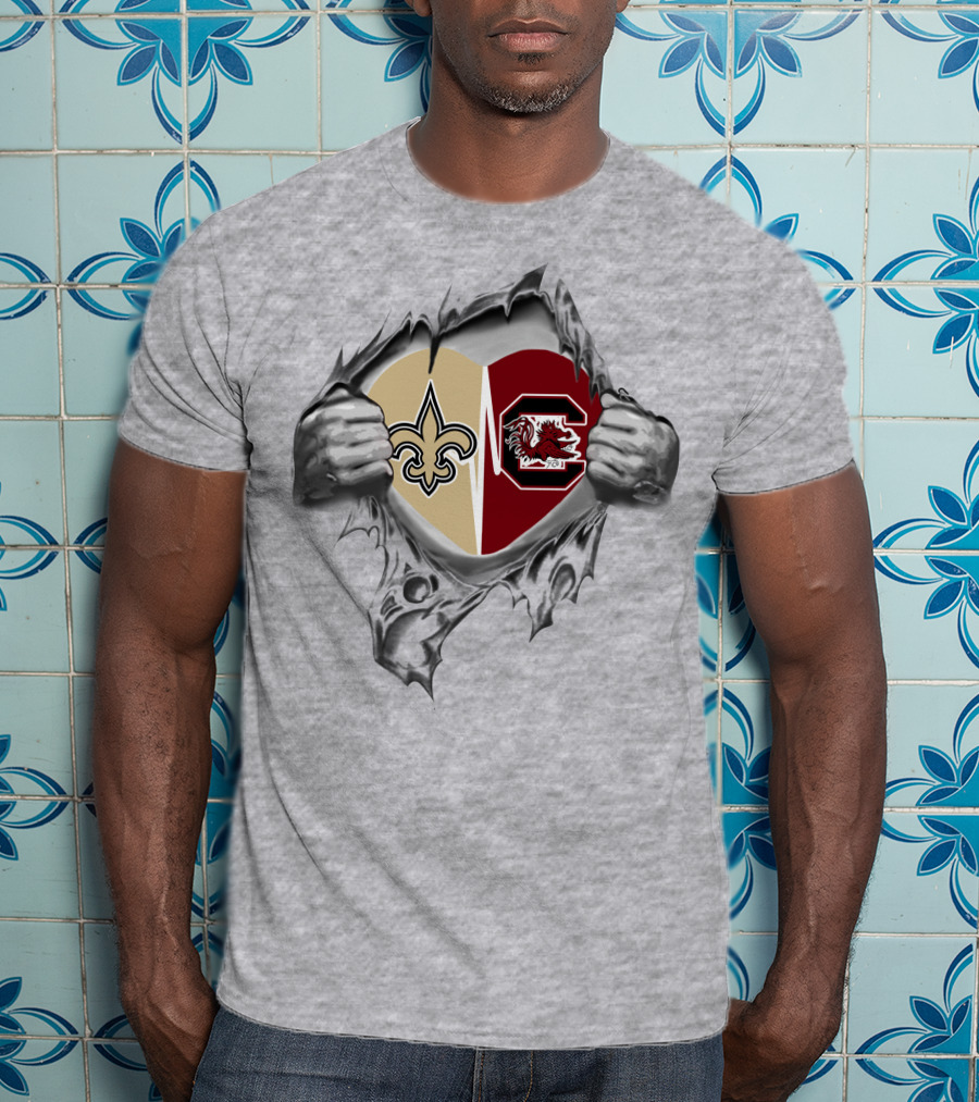 Saints Gamecocks Heart Hands Logo Passion T-Shirt