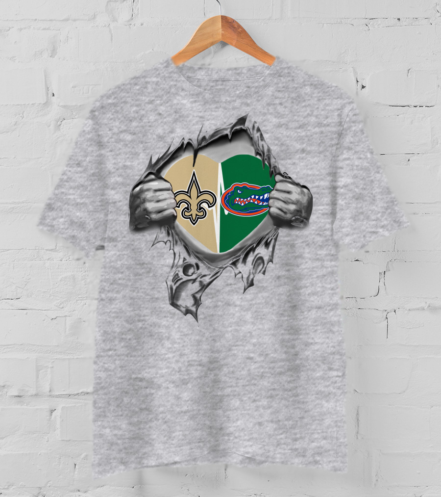 Saints Gators Heart Logo Fusion T-Shirt